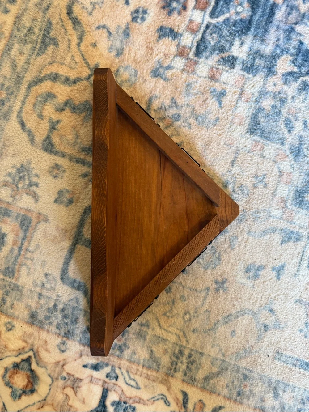 Vtg Wooden Corner Wall Shelf With Floral Design Flowers Wood Country Cottage